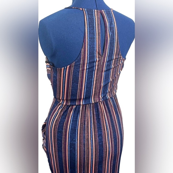 BCBG Generation Faux Wrap Striped MIDI Dress with Pockets Sz XS Halter Back - Picture 4 of 14